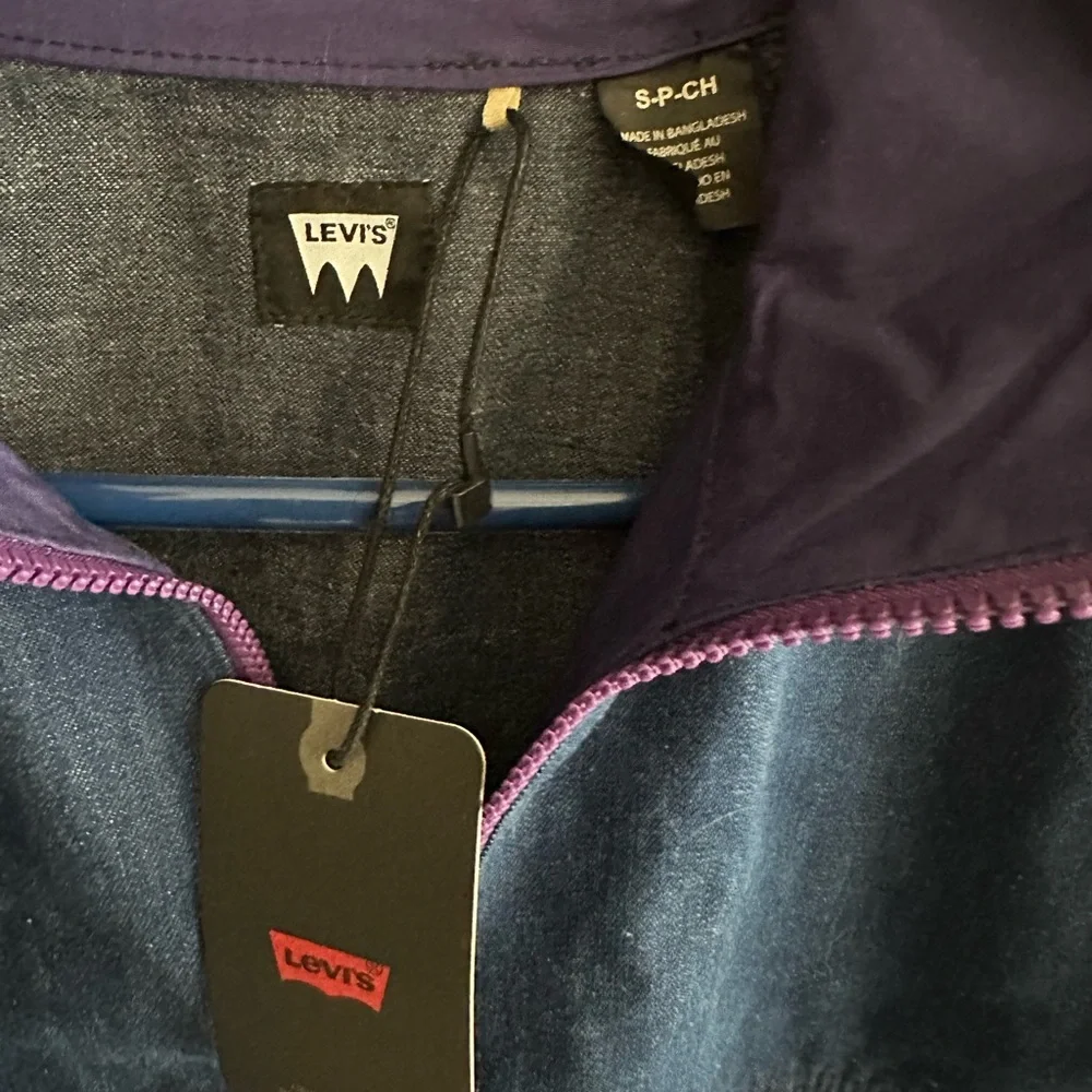 Levi's Blue Denim Skateboarding Pull Over Jacket with Purple Trim - nwt - Picture 4 of 6